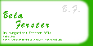 bela ferster business card