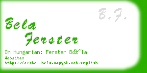 bela ferster business card